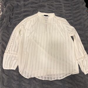Ann Taylor Ivory Blouse with Lace Details